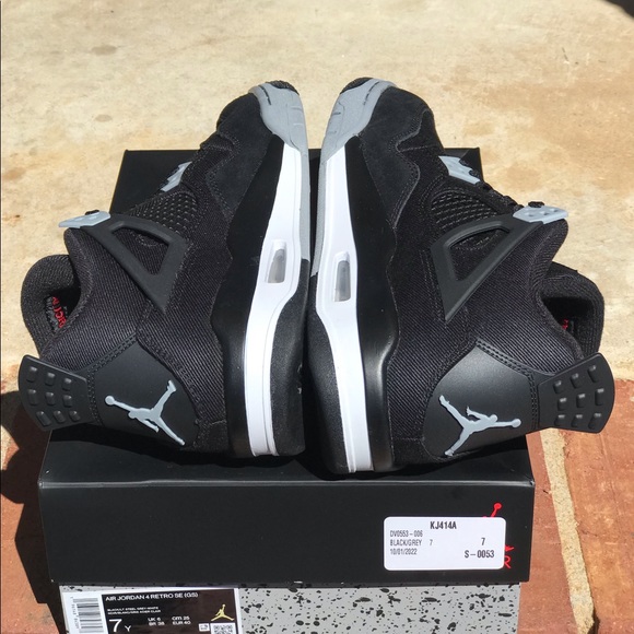 Air Jordan Retro 4 Black Canvas “Steel” GS Size 4.5Y/ 6W - Picture 6 of 16